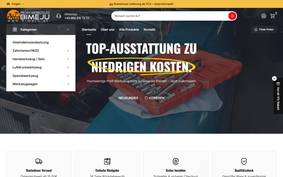 Startseite von profiwerkzeug-shop.at